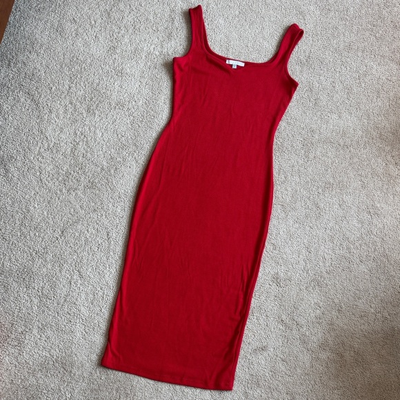 iris Dresses & Skirts - Red Ribbed Tank Midi Dress